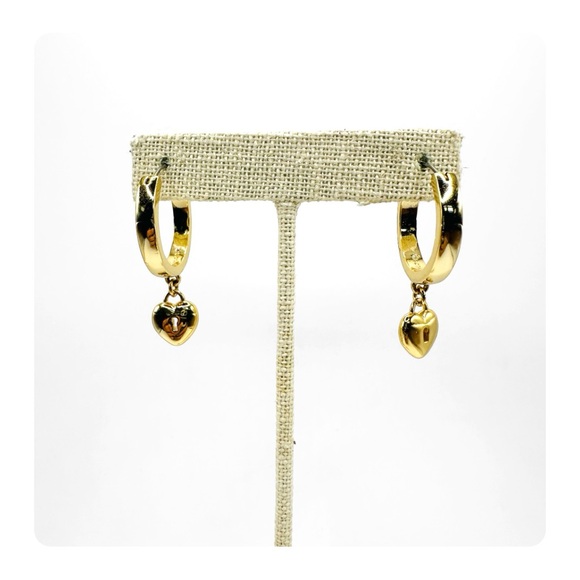 ★ NWT Ann Taylor “heart lock” Hoops - Golden ★ - Picture 12 of 14